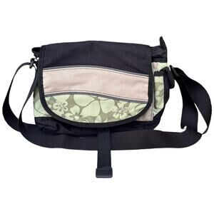 L.L. Bean Green Floral Adjustable Strap Crossbody Travel‎ Bag